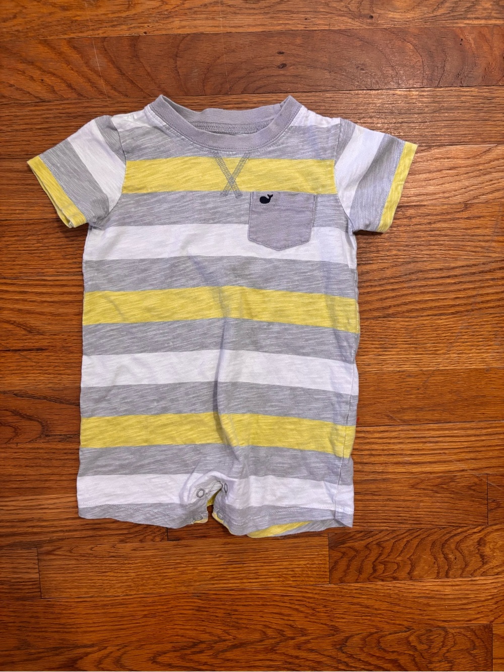 Carter's Grey, White & Yellow Striped Baby Romper